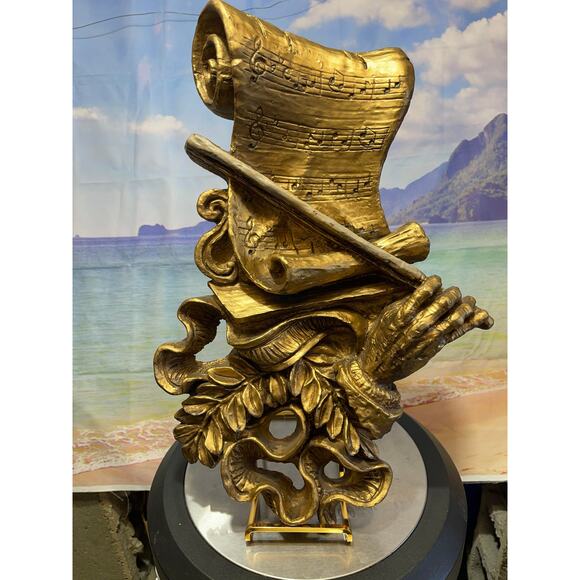 Vintage Violin & Sheet Universal Statuary Corp Resin Music 3D Wall Sculpture - Picture 1 of 8